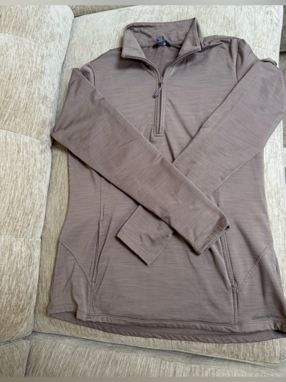 Eddie Bauer Sz L Cocoa Brown Quarter-Zip Performance Pullover